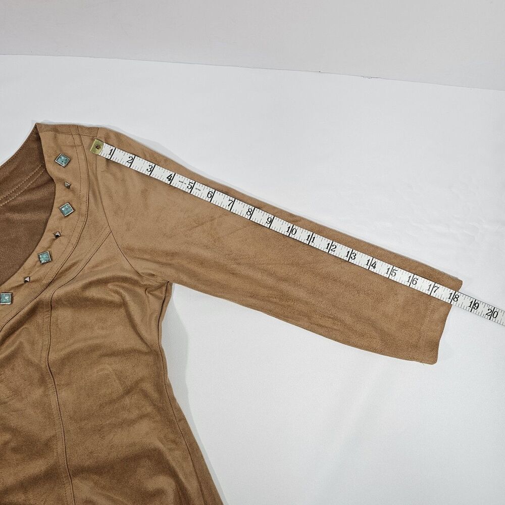 Boston Proper Karen Alexander Tan Faux Suede A-Line Maxi Dress M Western Boho - Picture 5 of 5